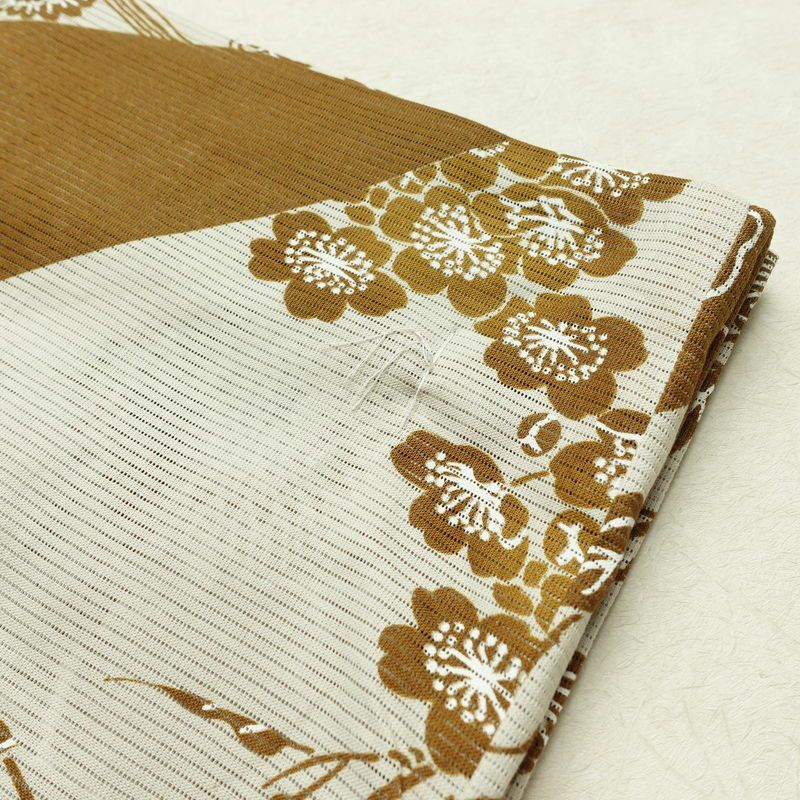 新品 浴衣 綿絽 国内染色 国内加工 女性用 絽 綿 茶 花 しつけ糸付き 未使用品 ゆかた シック モダン しっとり_画像10