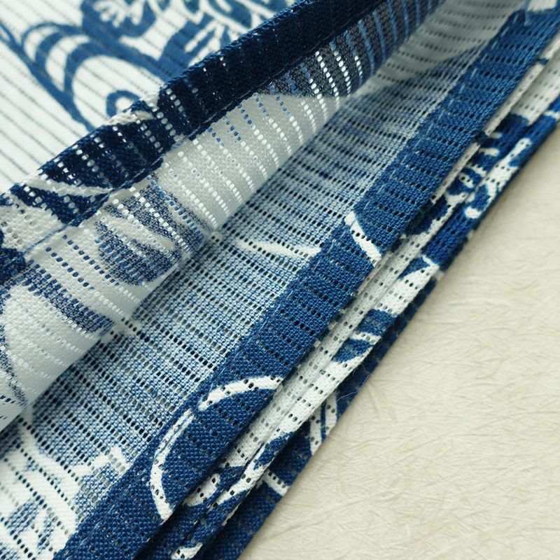 新品 浴衣 綿絽 国内染色 国内加工 女性用 絽 綿 ブルー 花 しつけ糸付き 未使用品 ゆかた レトロ シック モダン しっとり_画像11