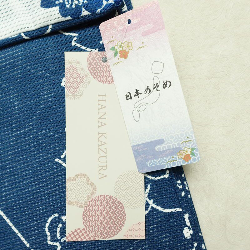 新品 浴衣 綿絽 国内染色 国内加工 女性用 絽 綿 ブルー 花 しつけ糸付き 未使用品 ゆかた レトロ シック モダン しっとり_画像15