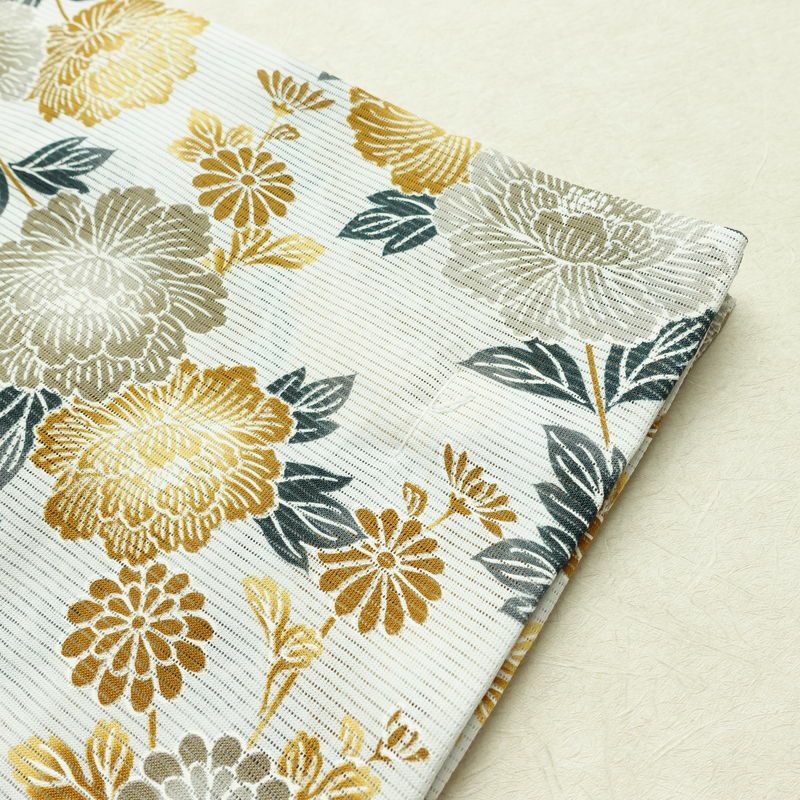 新品 浴衣 綿絽 国内染色 国内加工 女性用 絽 綿 金茶 花 しつけ糸付き 未使用品 ゆかた 菊 シック モダン しっとり_画像10