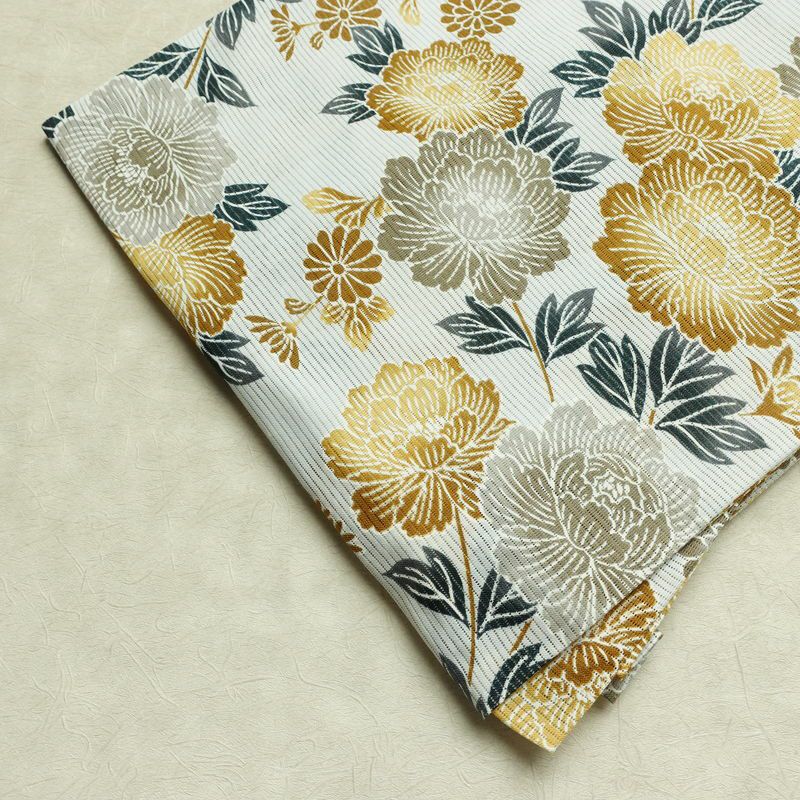 新品 浴衣 綿絽 国内染色 国内加工 女性用 絽 綿 金茶 花 しつけ糸付き 未使用品 ゆかた 菊 シック モダン しっとり_画像12