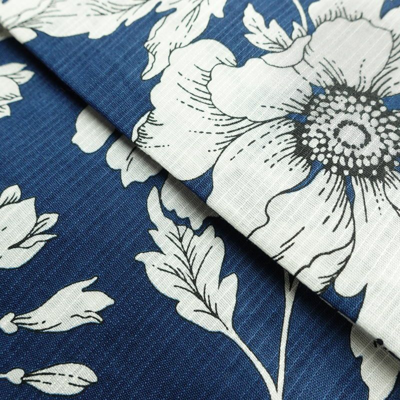 新品 浴衣 滝流れ織 国内染色 国内加工 女性用 綿 青 花 しつけ糸付き 未使用品 ゆかた レトロ シック モダン_画像8