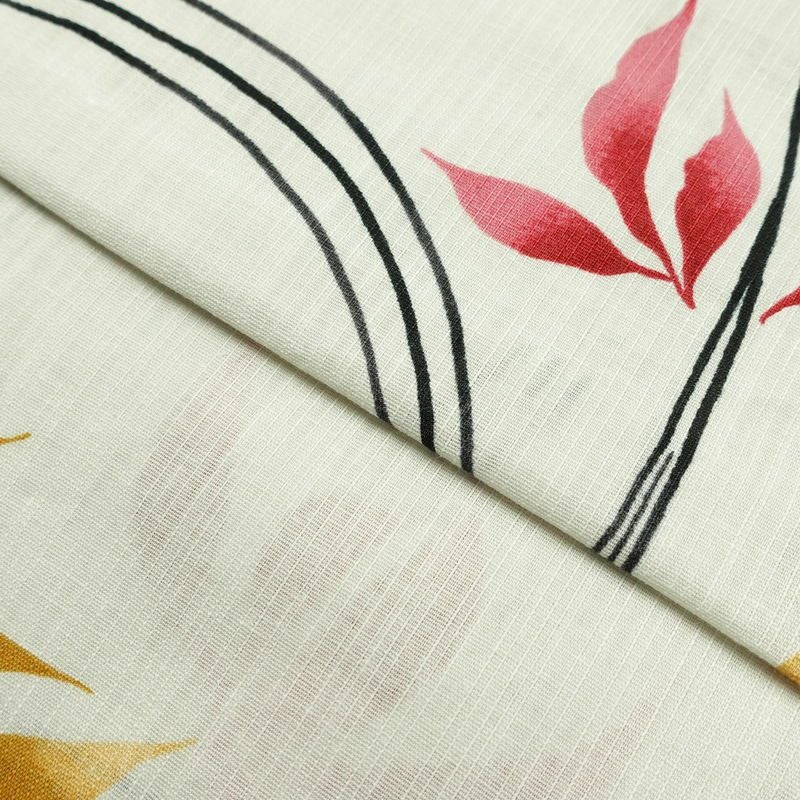 新品 浴衣 滝流れ織 国内染色 国内加工 女性用 綿 グレー 木の葉・植物 しつけ糸付き 未使用品 ゆかた レトロ シック モダン しっとり_画像8