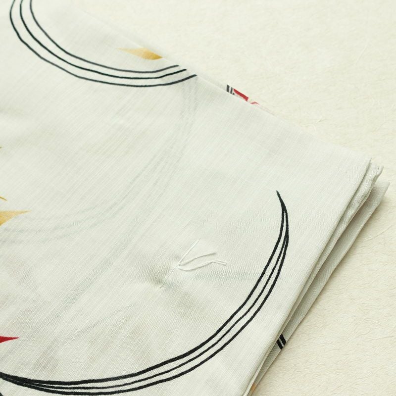 新品 浴衣 滝流れ織 国内染色 国内加工 女性用 綿 グレー 木の葉・植物 しつけ糸付き 未使用品 ゆかた レトロ シック モダン しっとり_画像10