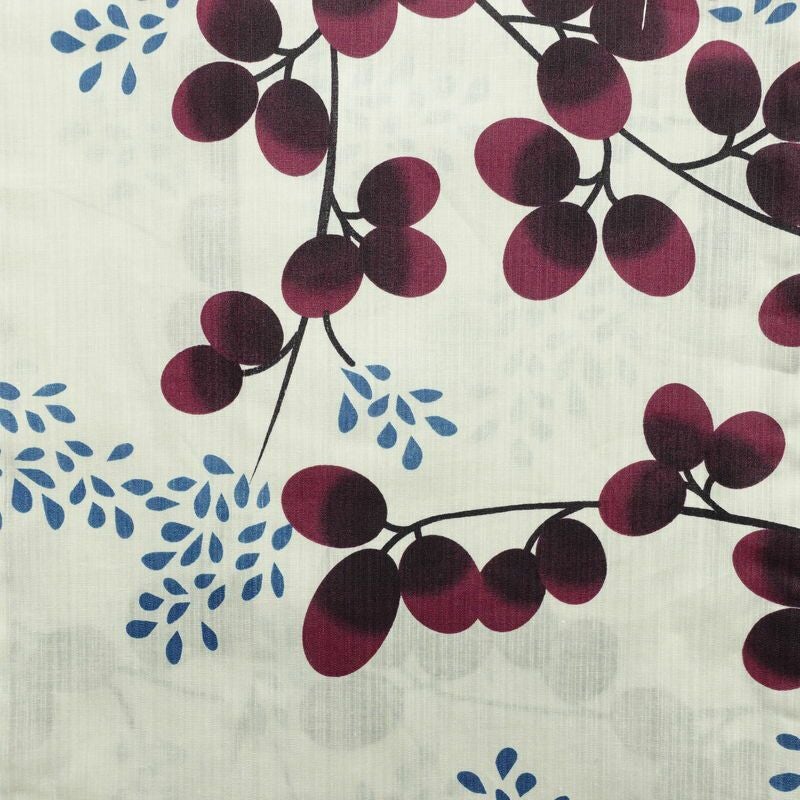 新品 浴衣 滝流れ織 国内染色 国内加工 女性用 綿 ミストホワイト 木の葉・植物 しつけ糸付き 未使用品 ゆかた 萩 レトロ シック モダン_画像3