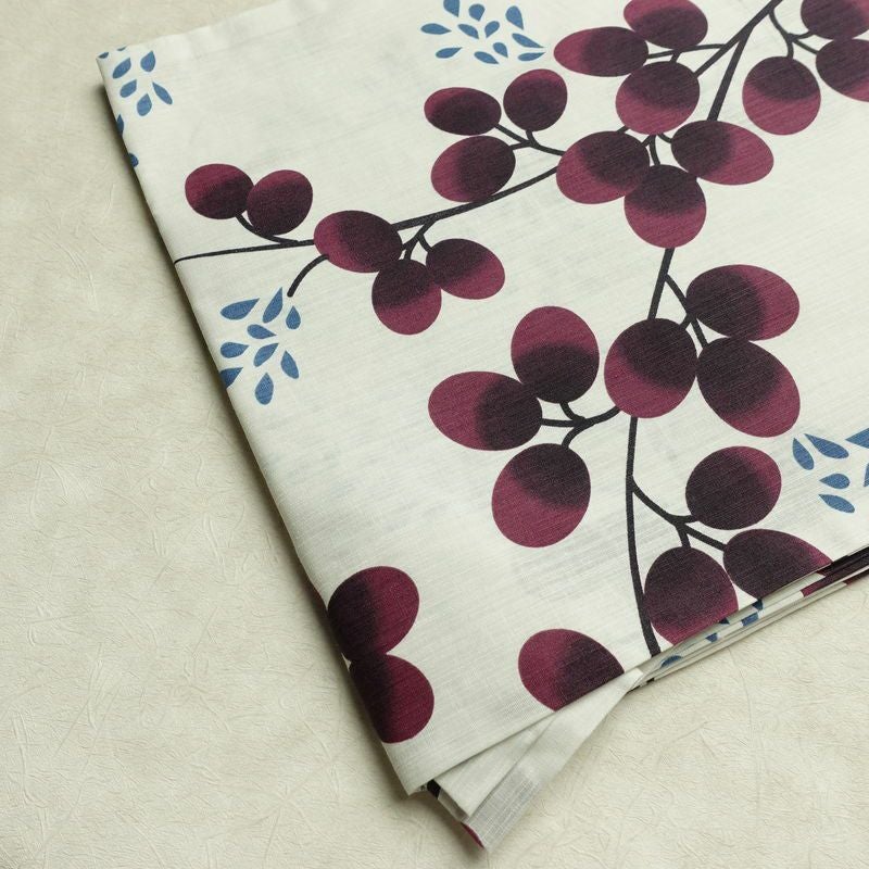 新品 浴衣 滝流れ織 国内染色 国内加工 女性用 綿 ミストホワイト 木の葉・植物 しつけ糸付き 未使用品 ゆかた 萩 レトロ シック モダン_画像12