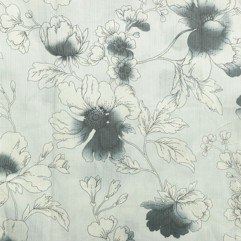 新品 浴衣 滝流れ織 国内染色 国内加工 女性用 綿 ライトグレー 花 しつけ糸付き 未使用品 ゆかた レトロ シック モダン_画像3