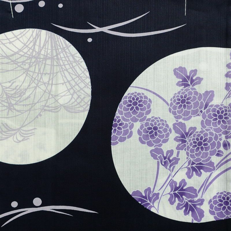 新品 浴衣 滝流れ織 国内染色 国内加工 女性用 綿 紺桔梗 木の葉・植物 しつけ糸付き 未使用品 ゆかた レトロ モダン しっとり 古典_画像3