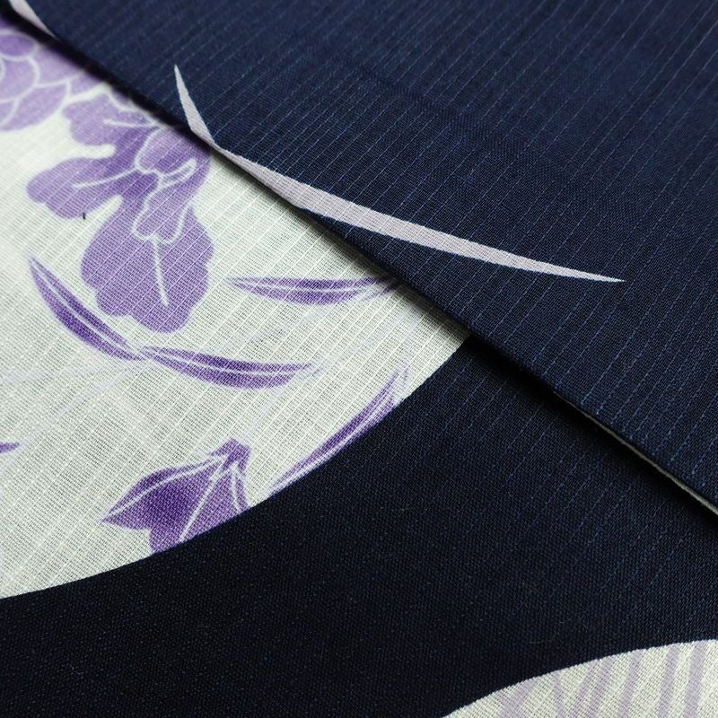 新品 浴衣 滝流れ織 国内染色 国内加工 女性用 綿 紺桔梗 木の葉・植物 しつけ糸付き 未使用品 ゆかた レトロ モダン しっとり 古典_画像8