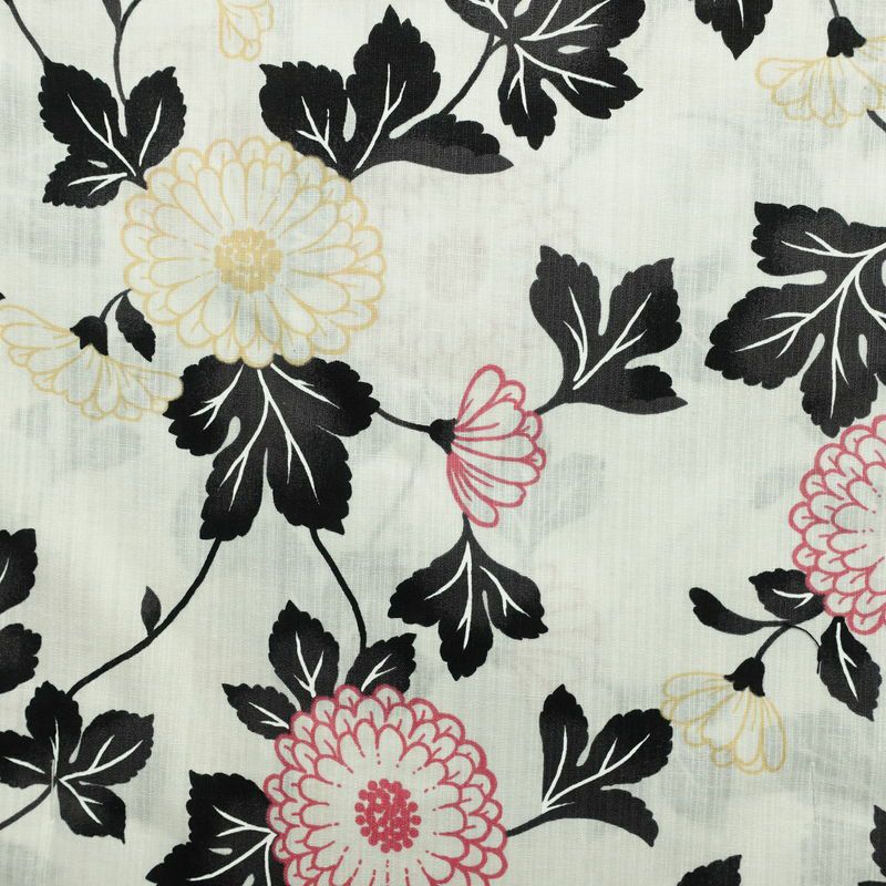 新品 浴衣 滝流れ織 国内染色 国内加工 女性用 綿 白 花 しつけ糸付き 未使用品 ゆかた レトロ モダン 菊_画像3