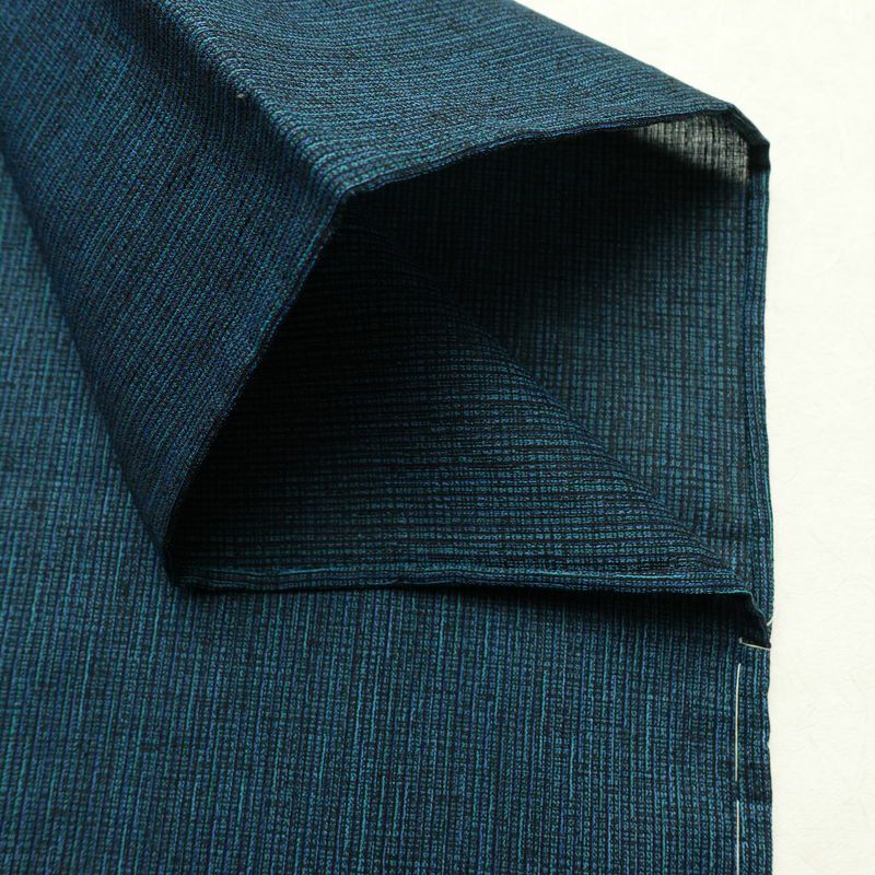 男性用 着物 良品 夏用 しつけ糸付き 混紡 その他の柄 単衣仕立て 身丈140cm 裄丈65cm リサイクル着物 着物 青・紺_画像14
