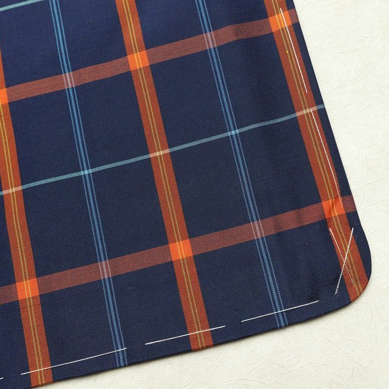 紬 美品 しつけ糸付き 未使用品 アンサンブル 正絹 チェック・格子柄 2点セット 着物 羽織 袷仕立て 身丈158.5cm 裄丈63cm リサイクル着物 着物 青・紺_画像14