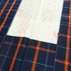 紬 美品 しつけ糸付き 未使用品 アンサンブル 正絹 チェック・格子柄 2点セット 着物 羽織 袷仕立て 身丈158.5cm 裄丈63cm リサイクル着物 着物 青・紺_画像18