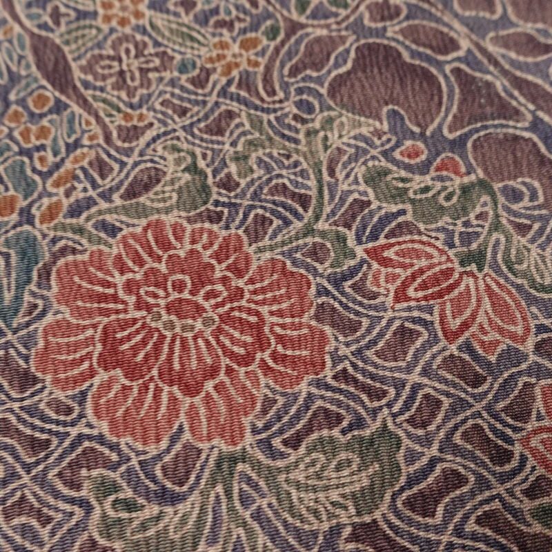 小紋 良品 しつけ糸付き 総柄 ポリエステル 幾何学柄・抽象柄 袷仕立て 身丈163.5cm 裄丈64cm リサイクル着物 着物 紫・藤色_画像8