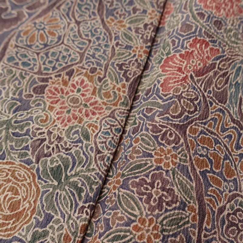 小紋 良品 しつけ糸付き 総柄 ポリエステル 幾何学柄・抽象柄 袷仕立て 身丈163.5cm 裄丈64cm リサイクル着物 着物 紫・藤色_画像9