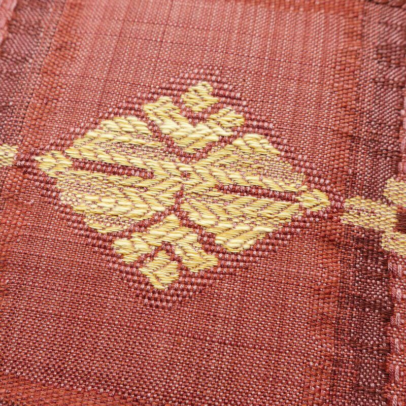 名古屋帯 六通柄 正絹 古典柄 通し仕立て なごや帯 リサイクル帯 帯 紬地 ピンク_画像3