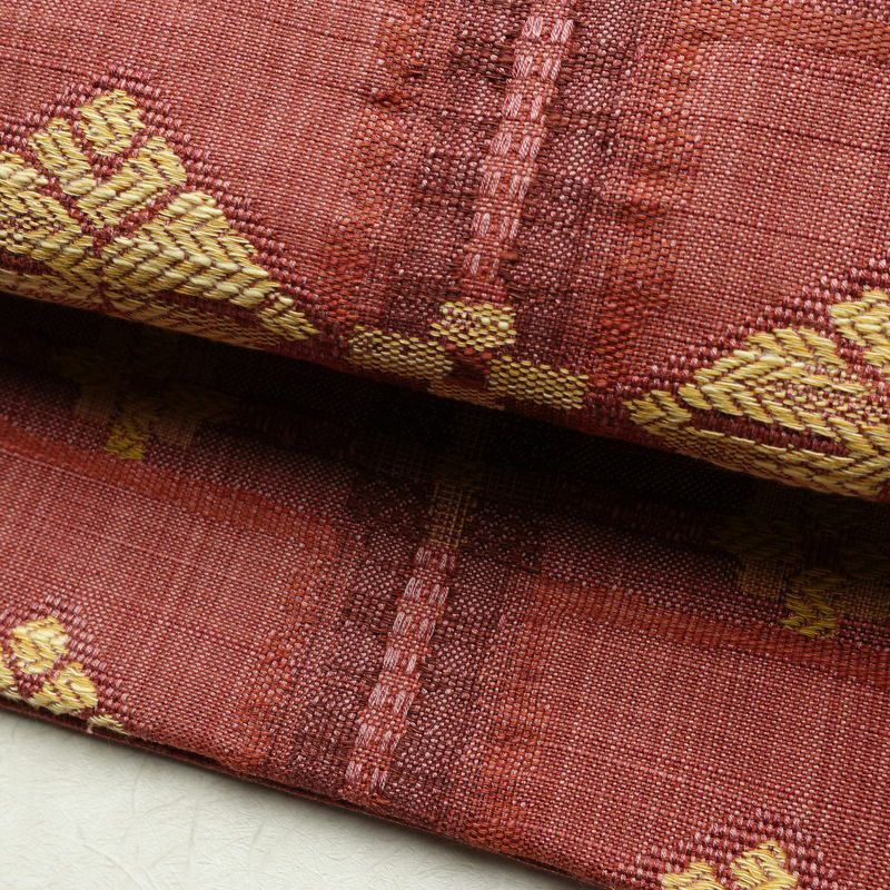 名古屋帯 六通柄 正絹 古典柄 通し仕立て なごや帯 リサイクル帯 帯 紬地 ピンク_画像6