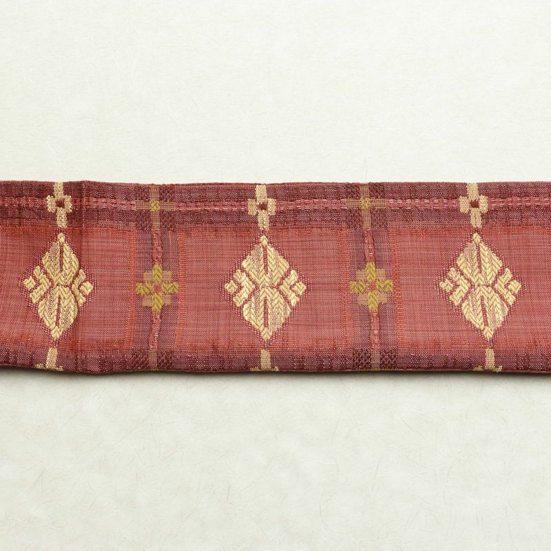 名古屋帯 六通柄 正絹 古典柄 通し仕立て なごや帯 リサイクル帯 帯 紬地 ピンク_画像15
