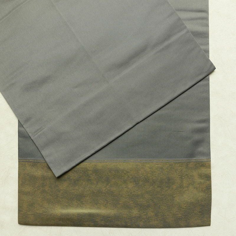 名古屋帯 太鼓柄 正絹 幾何学柄・抽象柄 通し仕立て なごや帯 リサイクル帯 帯 刺繍 引箔 グレー_画像11