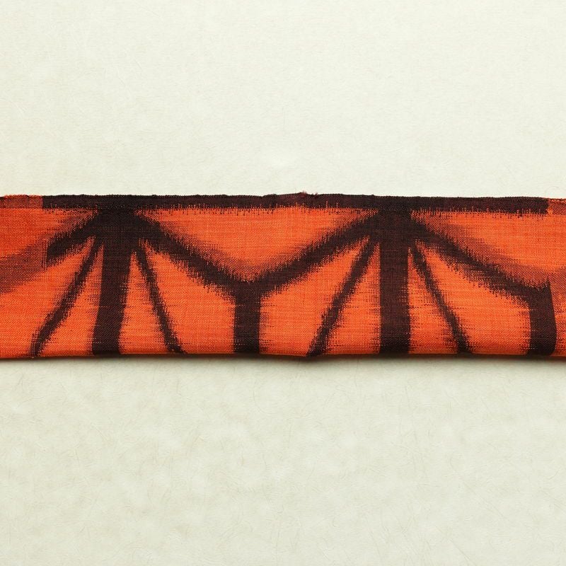 名古屋帯 太鼓柄 良品 正絹 麻の葉柄 通し仕立て なごや帯 リサイクル帯 帯 紬地 橙_画像14
