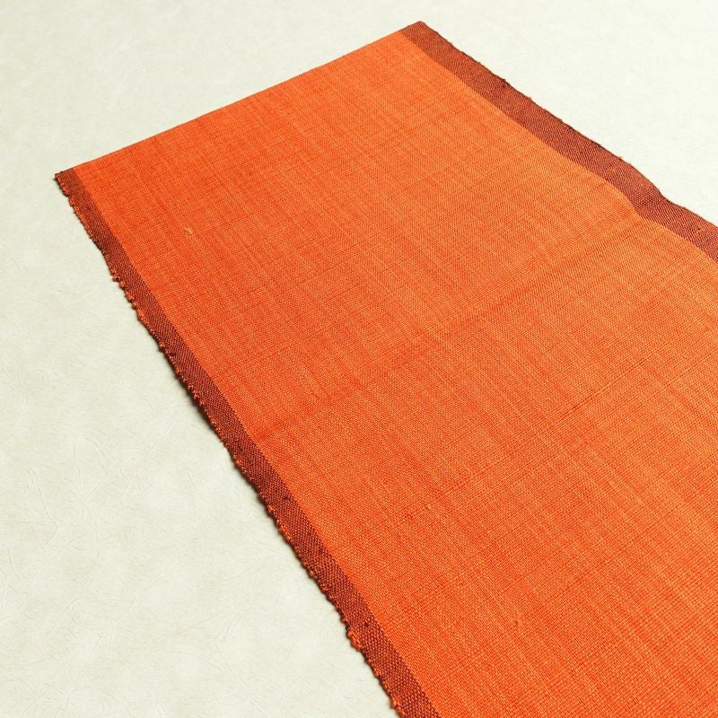 名古屋帯 太鼓柄 良品 正絹 麻の葉柄 通し仕立て なごや帯 リサイクル帯 帯 紬地 橙_画像16