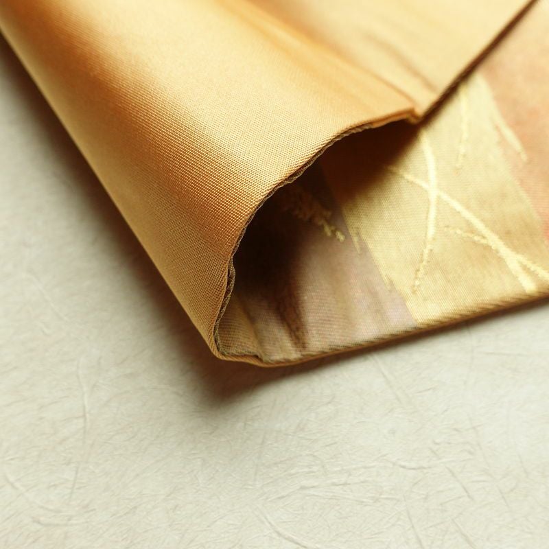 名古屋帯 太鼓柄 正絹 木の葉・植物柄 名古屋仕立て なごや帯 リサイクル帯 帯 引箔 橙_画像10