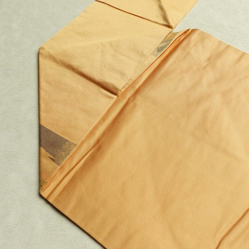 名古屋帯 太鼓柄 正絹 木の葉・植物柄 名古屋仕立て なごや帯 リサイクル帯 帯 引箔 橙_画像18