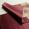 名古屋帯 六通柄 良品 正絹 古典柄 通し仕立て なごや帯 リサイクル帯 比翼仕立て 帯 赤紫 紫・藤色_画像9