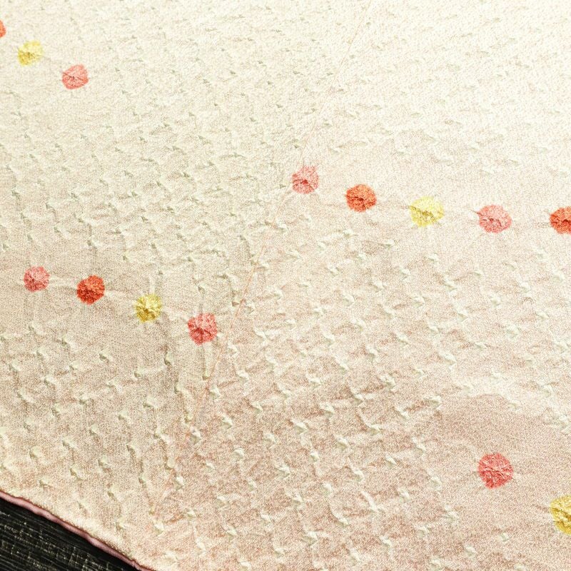 小紋 絞り 正絹 古典柄 袷仕立て 身丈160.5cm 裄丈66cm リサイクル着物 着物 ピンク_画像14