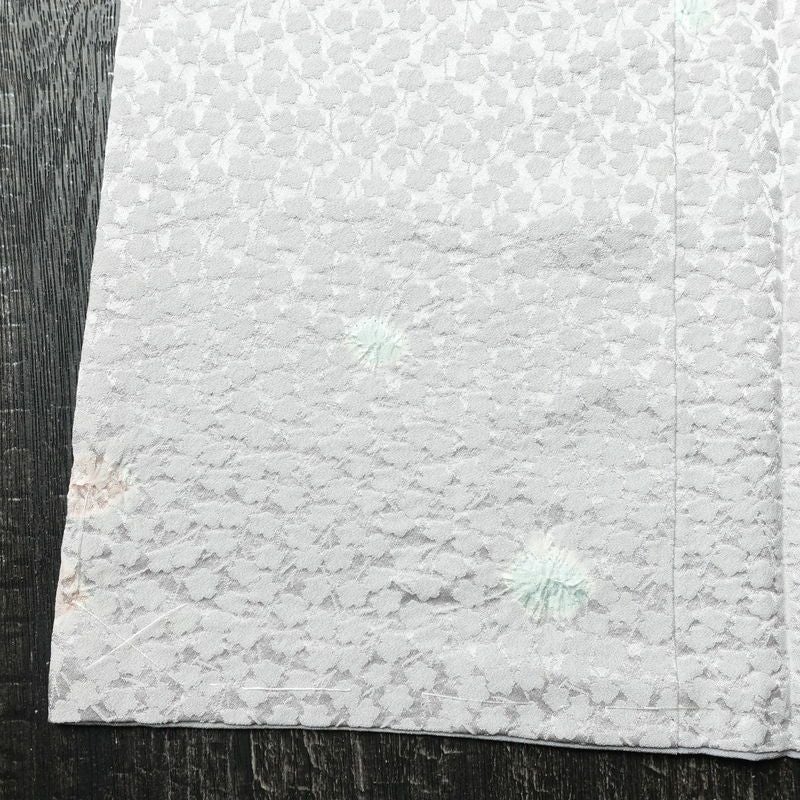 小紋 しつけ糸付き 絞り 正絹 木の葉・植物柄 袷仕立て 身丈155cm 裄丈62.5cm リサイクル着物 着物 紫・藤色_画像12