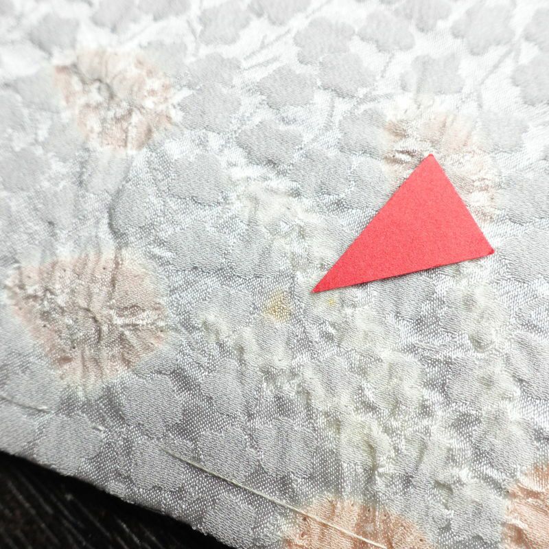 小紋 しつけ糸付き 絞り 正絹 木の葉・植物柄 袷仕立て 身丈155cm 裄丈62.5cm リサイクル着物 着物 紫・藤色_画像21