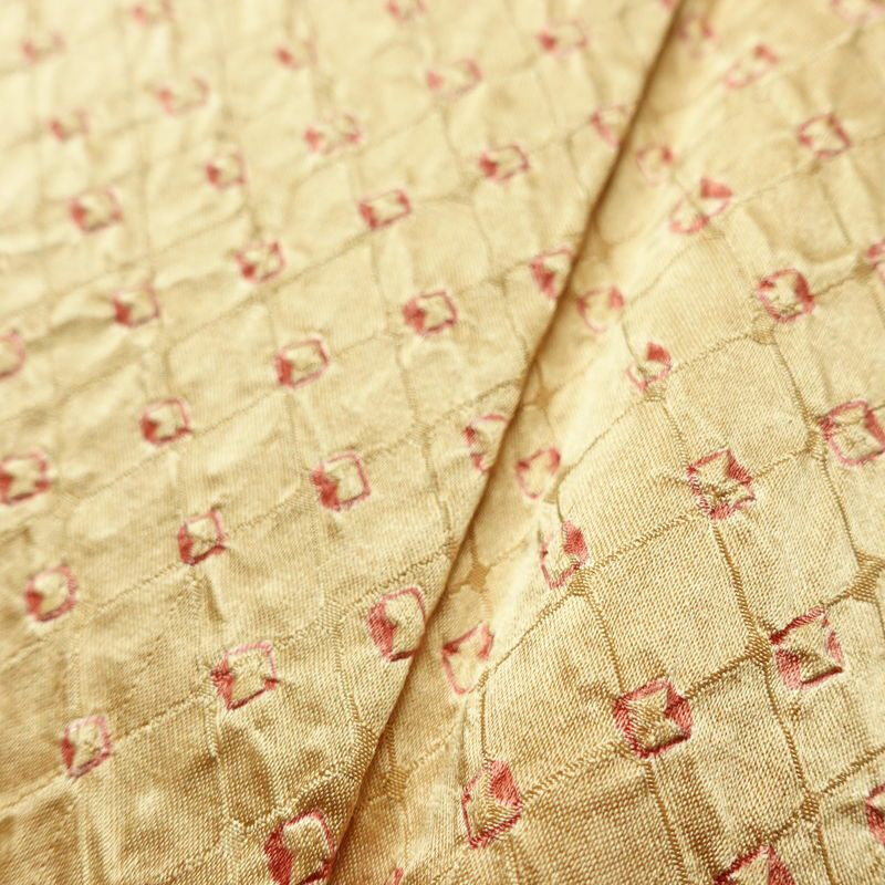 小紋 良品 絞り 正絹 古典柄 袷仕立て 身丈159cm 裄丈66.5cm リサイクル着物 着物 ベージュ_画像10