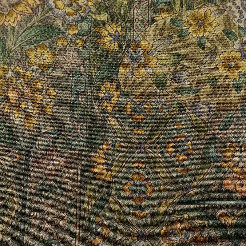 小紋 良品 縮緬 総柄 正絹 花柄 袷仕立て 身丈158cm 裄丈67cm リサイクル着物 着物 緑・うぐいす色_画像7