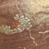 名古屋帯 六通柄 正絹 木の葉・植物柄 名古屋仕立て なごや帯 リサイクル帯 帯 箔 茶_画像6