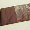 名古屋帯 六通柄 正絹 木の葉・植物柄 名古屋仕立て なごや帯 リサイクル帯 帯 箔 茶_画像15