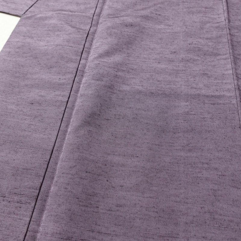 紬 正絹 無地 袷仕立て 身丈155.5cm 裄丈63.5cm リサイクル着物 一部しつけ糸付き 着物 紫・藤色_画像5