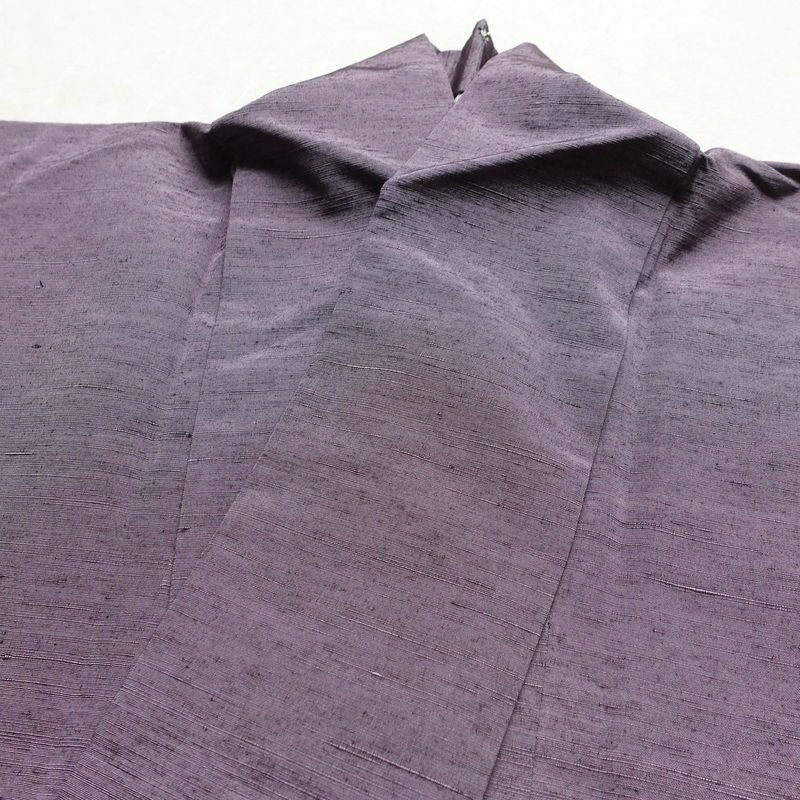 紬 正絹 無地 袷仕立て 身丈155.5cm 裄丈63.5cm リサイクル着物 一部しつけ糸付き 着物 紫・藤色_画像16