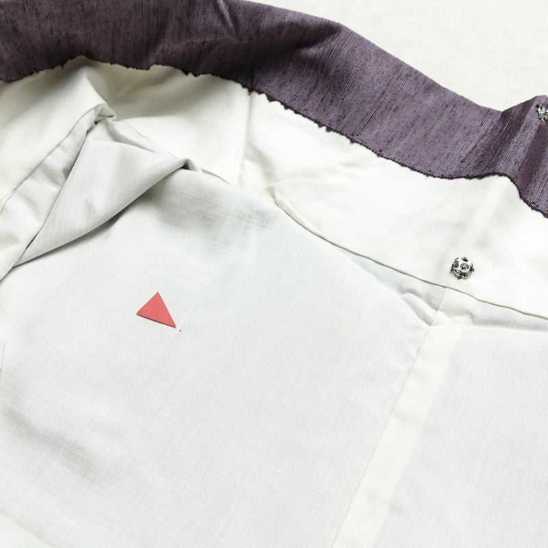 紬 正絹 無地 袷仕立て 身丈155.5cm 裄丈63.5cm リサイクル着物 一部しつけ糸付き 着物 紫・藤色_画像19