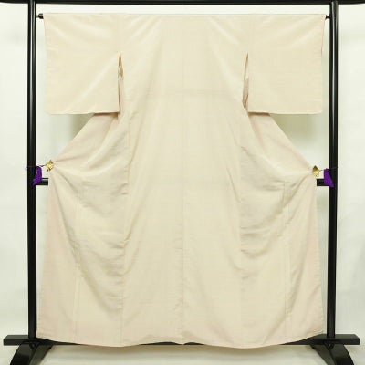 紬 しつけ糸付き 正絹 古典柄 袷仕立て 身丈158.5cm 裄丈65cm リサイクル着物 着物 クリーム