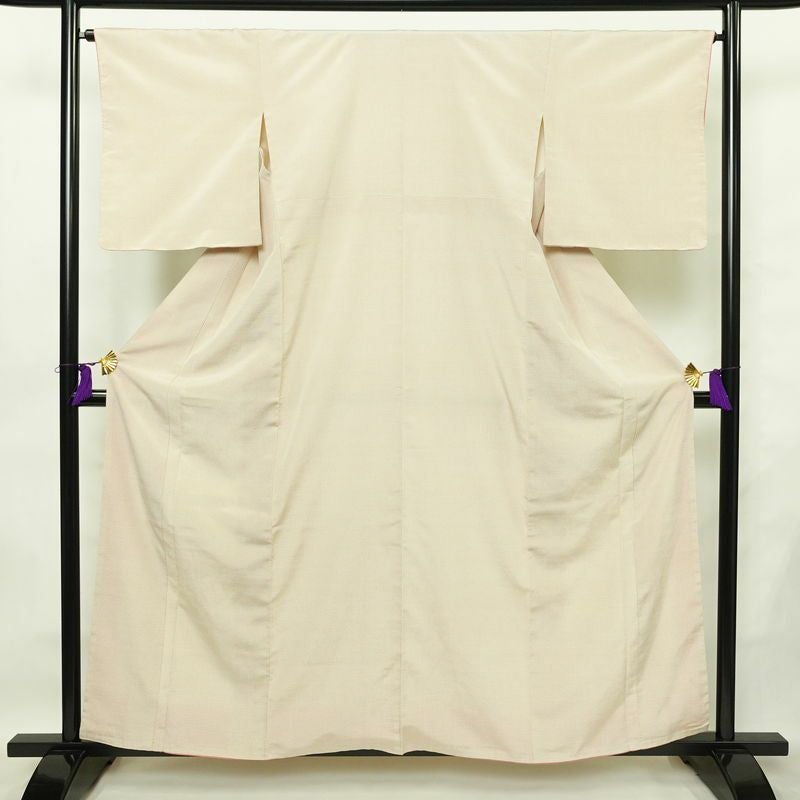 紬 しつけ糸付き 正絹 古典柄 袷仕立て 身丈158.5cm 裄丈65cm リサイクル着物 着物 クリーム_画像1