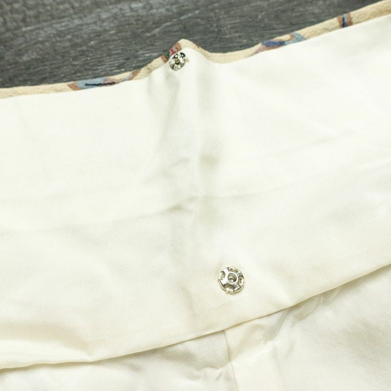 小紋 縮緬 総柄 正絹 木の葉・植物柄 袷仕立て 身丈157cm 裄丈65cm リサイクル着物 着物 ベージュ_画像19