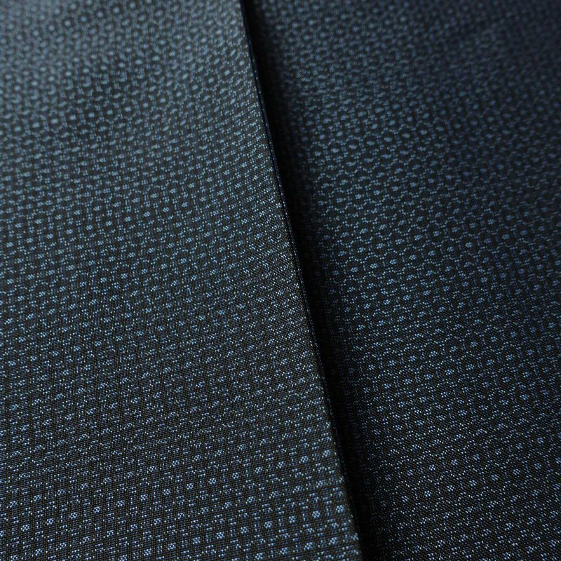 男性用 大島紬 着物 羽織 美品 しつけ糸付き アンサンブル 2点セット 正絹 亀甲柄 袷仕立て 身丈141cm 裄丈64.5cm リサイクル着物 着物 青・紺_画像9