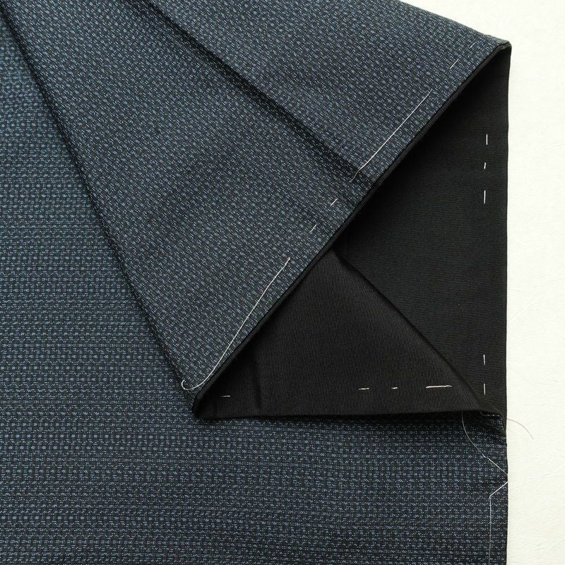 男性用 大島紬 着物 羽織 美品 しつけ糸付き アンサンブル 2点セット 正絹 亀甲柄 袷仕立て 身丈141cm 裄丈64.5cm リサイクル着物 着物 青・紺_画像13