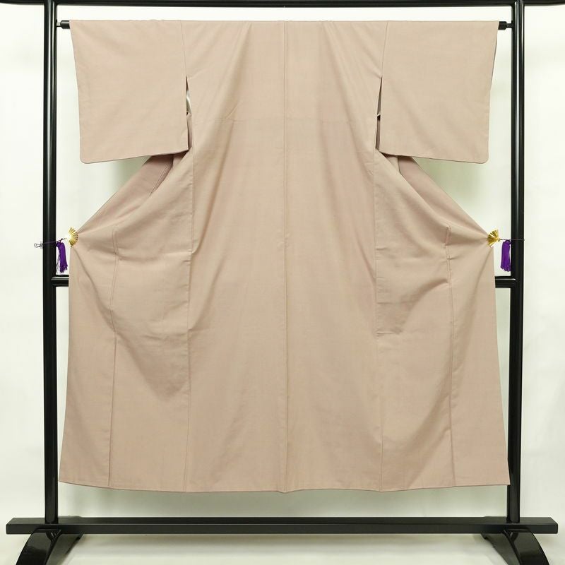 紬 バチ衿仕立て 正絹 無地 袷仕立て 身丈148cm 裄丈64cm リサイクル着物 着物 シンプル 小豆・エンジ_画像1