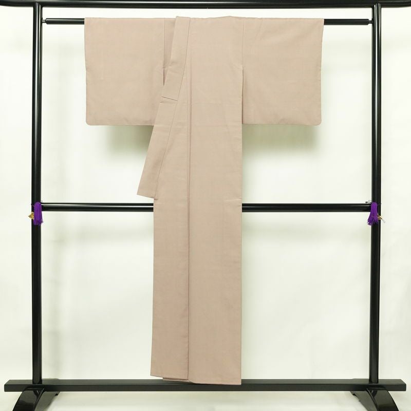 紬 バチ衿仕立て 正絹 無地 袷仕立て 身丈148cm 裄丈64cm リサイクル着物 着物 シンプル 小豆・エンジ_画像2