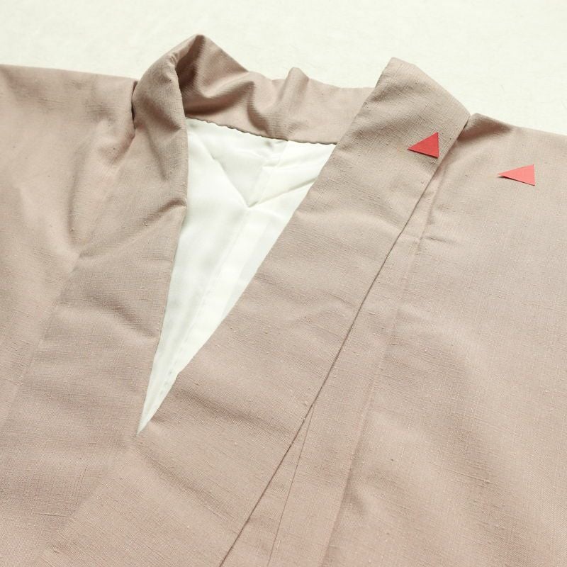 紬 バチ衿仕立て 正絹 無地 袷仕立て 身丈148cm 裄丈64cm リサイクル着物 着物 シンプル 小豆・エンジ_画像17