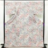 小紋 良品 しつけ糸付き 縮緬 正絹 花柄 袷仕立て 身丈162.5cm 裄丈66cm リサイクル着物 着物 金彩 多色使い_画像1