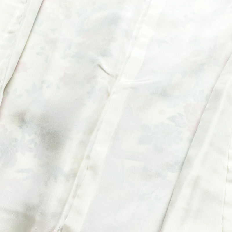 小紋 良品 しつけ糸付き 縮緬 正絹 花柄 袷仕立て 身丈162.5cm 裄丈66cm リサイクル着物 着物 金彩 多色使い_画像18