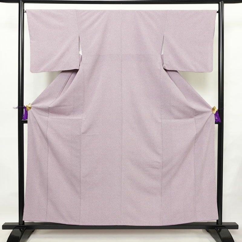 小紋 ポリエステル 古典柄 袷仕立て 身丈157cm 裄丈66.5cm リサイクル着物 着物 紫・藤色_画像1