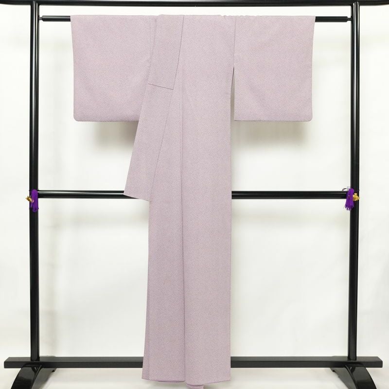 小紋 ポリエステル 古典柄 袷仕立て 身丈157cm 裄丈66.5cm リサイクル着物 着物 紫・藤色_画像2